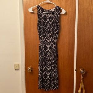 H Halston Abstract Tie Waist Dress